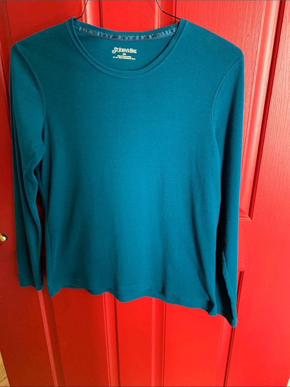 St. John's Bay Women's Teal Crewneck Long-Sleeve Top